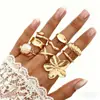 Joias de Mão Europeias e Americanas Mais Vendidas Transfronteiriças Estilo Fashion Ins Flor de Metal Anel de Metal Anel Aberto Empilhado Joias Femininas