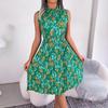 Liquidação: Vestido Elegante de Renda Floral com Cintura Marcada e Pregas, Estilo Europeu e Americano, Moda Feminina Independente Cross-Border