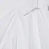 Ropa de Verano para Mujer Estilo Europeo y Americano, Camisa Blanca Abullonada con Cuello Campana y Escote en V de Manga Corta, Diseño Color-Blocking, Sin Elasticidad