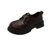 Mocasines para mujer 2026 nuevos zapatos de verano zapatos de suela gruesa negros zapatos versátiles de un solo color estilo británico zapatos pequeños de cuero