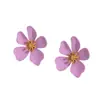 Novos Brincos Florais Coloridos de Cinco Pétalas Estilo Fresco para Meninas, Brincos de Tarraxa Florais Modernos com Pistilo Dourado