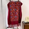 Plantas e flores de outono e inverno bordado personalizado vintage com franja estilo étnico bordado em cashmere cachecol quente feminino