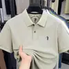 Camisa Polo de Algodão Puro de Manga Curta para Homens 2026 Verão Novo Estilo de Moda Gola Lapela Pônei Bordado Logo Pique Camiseta Respirável para Homens