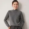 Suéter de punto versátil para mujer, 100% cachemir, cuello semi-alto, nuevo para Otoño/Invierno, grueso, capa base de manga larga