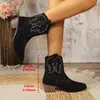 Botines Melard Botines Vaqueros para Mujer, Botines Cortos Bordados para Otoño e Invierno con Punta Fina, Tacón Medio, Ante, Botines Pequeños