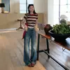 Ilha de Phuket 26º Verão Novo Retrô Americano Resistente Desgastado Cintura Baixa Emagrecedor Solto Boca de Sino Jeans Dropshipping