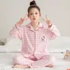 Pijama infantil para niñas, algodón puro, primavera y otoño, manga larga, pantalón largo, cuello camisero, cárdigan, conjunto de ropa para casa para niñas pequeñas y niños mayores