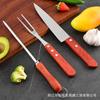 Set de Parrilla de Tres Piezas para Exteriores con Mango de Madera de Acero Inoxidable