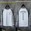 Camiseta de manga longa raglan com combinação de cores clássica 24SS CH para casais transfronteiriça