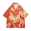 Camisa floral retro de estilo Hong Kong 12V, manga corta, estilo tailandés hawaiano, ideal para hombres y mujeres.