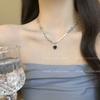 Colar de contas elegante da Coreia do Sul para mulheres em design de nicho Pingente de amor de pérolas joias combinando no atacado