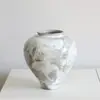 Vaso Cerâmico Estilo Chinês Novo Retrô Barriga Redonda Branca Ornamentos Cerâmicos Inserção de Flores Zen Flor Seca Decoração de Flor para Pousada