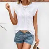 2026 Verano Nuevo Transfronterizo Europeo y Americano Comercio Exterior Ropa de Mujer Amazon Cuello Redondo Jacquard Manga Corta Holgada Camiseta Chaleco para Mujer