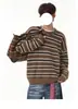 Suéter Retro de Bloques de Color a Rayas Estilo Coreano Cuello Redondo para Hombres y Mujeres Otoño Invierno Nuevo Versátil Holgado Perezoso Tejido de Punto Pullover Top