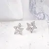 Pendientes de Perla con Estrella de Cinco Puntas Simples de Plata de Ley 925 Pendientes de Aguja Lujo Ligero Nicho Pendientes de Alta Gama Joyería