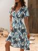Vestido de manga corta con estampado floral pequeño de verano transfronterizo de Amazon para ropa de mujer de comercio exterior de Europa y América 2024