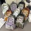 Mochila Nueva de Bloques de Color Otoñales, Casual y Versátil, Mochila Exterior de Gran Capacidad, Bolsa Deportiva Coreana con Cordón, Ligera