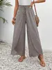 Amazon Tiktoktemu Ropa Europea y Americana para Mujer 2026 Verano Nueva Moda Versátil Floral Abertura Lateral Pantalones Falda de Pierna Ancha
