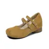 Sapatos Mary Jane estilo retrô francês com fivelas duplas, nova coleção outono 2026 feminina, apresentando um salto grosso, sola macia e palmilha oculta para altura adicional, projetados para uso confortável