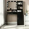 Penteadeira para Apartamento Pequeno Americano com Lâmpada Armazenamento de Grande Capacidade Mesa de Maquiagem Painel Moderno Penteadeira de Quarto