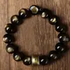 Pulsera Guardián de Obsidiana Natural Aleación Cuerpo H Barril F Cuentas Pulsera para Hombres Mujeres Zodiaco Año de Nacimiento Buda Yaoyan Venta al por Mayor
