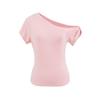 25 Novo Design de Estilo Verão Cor Sólida Laço Manga Curta Camiseta Slim Fit Ombro a Ombro Top Hot Girl