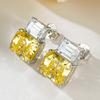 Aretes de plata S925 Longlongjin, lujo europeo y americano, diamante de alto carbono importado 8*10, diamante amarillo, para mujer, AliExpress wish