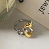 Anillo de latón con baño de oro real tamaño anillo color de contraste diseño de nicho personalidad europea y americana anillo versátil anillo de personalidad ins