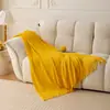 Manta de Tricô com Franjas Cor Sólida Morandi, Manta Decorativa para Sofá Estilo Preguiçoso, Manta Macia para Dormir no Quarto e Ar Condicionado