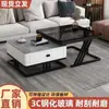 Mesa de centro de lujo ligero para sala de estar, uso doméstico, vidrio y losa de roca, mesa de moda, minimalista moderno, apartamento pequeño, mesa de centro cuadrada nueva