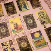 Cartas de Tarô Waite Mini Douradas Clássicas, 78 Cartas, Portátil e à Prova d'Água