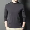 Suéter de Otoño 2024 Nuevo de Cuello Alto Casual Color Sólido Ropa Exterior Suéter Fino de Imitación Tencel Camisa Base de Punto