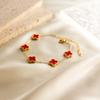 Pulsera Grande de Acero de Titanio de 15 mm Trébol de Cuatro Hojas Doble Cara Cinco Flores Celebridad de Internet Chapada en Oro de 18K No Se Desvanece Lujo Accesible Estilo Caliente Transfronterizo para Mujer