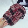 Moda Coreana Chapéu de Baseball Xadrez Rasgado Feminino Outono Inverno Street Face Pequeno Casual Espessado Quente Chapéu Tendência