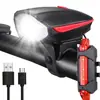 Luz de Bicicleta 7588 Buzina Farol Carregamento USB Bicicleta de Montanha Luz à Prova d'Água Acessórios de Equipamento para Pedalar à Noite