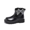 Botas de Cuero Francés Ins 2026 Otoño e Invierno Nuevas Estilo Coreano para Niñas Botas Martin con Lazo de Espiga Forro de Felpa Botas Cortas