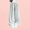 Pantalones de Cuadros de Pierna Ancha Estilo Casual Moda Verano 2026 para Niñas Mayores, Dulce Conjunto de Dos Piezas de Hombros Descubiertos con Mangas Cortas
