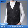 Colete Masculino de Primavera, Outono e Verão com Múltiplos Bolsos para Pesca Fino Conjunto Outdoor para Meia-idade e Idosos Colete Casual Top Vela de Cavalo