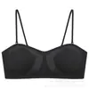 Sujetador de Espalda Invisible tipo Base de Maquillaje Ultra Delgada de Verano con Copas de Patitas de Gato para Bustos Pequeños, Ropa Interior Strapless Cómoda y Transpirable al por Mayor