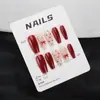 Uñas Portátiles Populares de Xiaohongshu en Rojo con Lunares Ojo de Gato y Lazos, Piezas de Uñas Puras de Lujo Ligero que Mejoran el Cutis