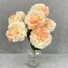 Flores Artificiais de Peônia Estilo Europeu com 7 Cabeças para Decoração de Casamento, Flores Artificiais para Exibição na Sala de Estar, Arranjos Florais, Decoração de Arco de Casamento