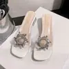 Sandálias plataforma, nova coleção de verão 2026, sandálias femininas plus size, adornadas com strass, transparentes, estilo coreano, sandálias plataforma da moda