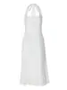 Vestido Elegante de Verano 2026 de Amazon, Nuevo Estilo, Cuello Halter, Cuadrado, Ceñido a la Cintura, Plisado, Abertura, Longitud Media para Mujer