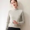 Nuevo Suéter de Cachemir para Mujer Otoño/Invierno 2026 Cuello Semi Alto Dobladillo Enrollado Moda Color Sólido Tejido Grueso de Siete Puntos Capa Base