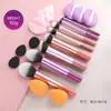 Set de Brochas de Maquillaje de Mango Largo Multicolor de 8 Piezas + Set Combinado de 9 Esponjas para Polvo, Negro, Múltiples Colores Disponibles