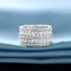 Anel Cao Shi Amazon Wish Mais Vendido Cheio de Diamantes Super Brilhante Anel Folha Flor Moda Luxo Anel High-End