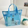 Bolsa de Praia para Mulheres, Estilo Coreano de Verão, Rede, Europeia e Americana, Transfronteiriça, Impermeável, Necessaire, Bolsa de Armazenamento Portátil de Grande Capacidade para Uso ao Ar Livre