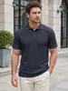 Camisa Polo de Verano para Hombre con Rayas Verticales Texturizadas y Cuello Campana, Transpirable, Holgada, de Secado Rápido, Manga Corta Casual, Transfronteriza de Amazon