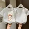 Camiseta de Manga Corta para Niña 2026 Verano Nuevo Estilo Elegante Estampada Holgada Estilo Coreano Versátil Tops Casuales Ropa para Niños