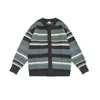 Ropa Vintage 25 Otoño/Invierno Nuevo Retro Japonés Unisex Bloque de Color Rayas Holgado Casual Cárdigan Suéter Chaqueta